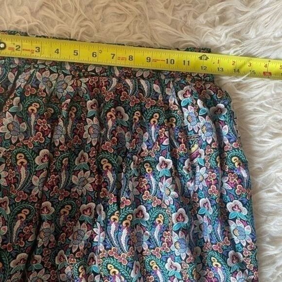 Vintage 70s Chaus Womens Pastel Rainbow Floral Print pleated Midi Skirt A-line - Picture 6 of 7